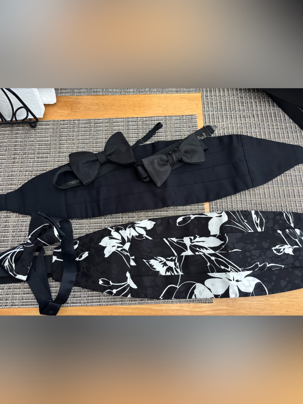Black Floral & Solid Cummerbund and Bow Tie Set & Harrods Bow tie as extra bonus